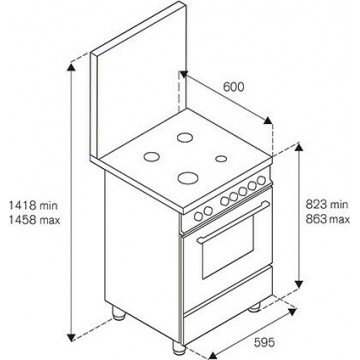 La Germania FTR6 40 81 D X GPL Κουζίνα 65lt με Εστίες Υγραερίου Π60cm Inox